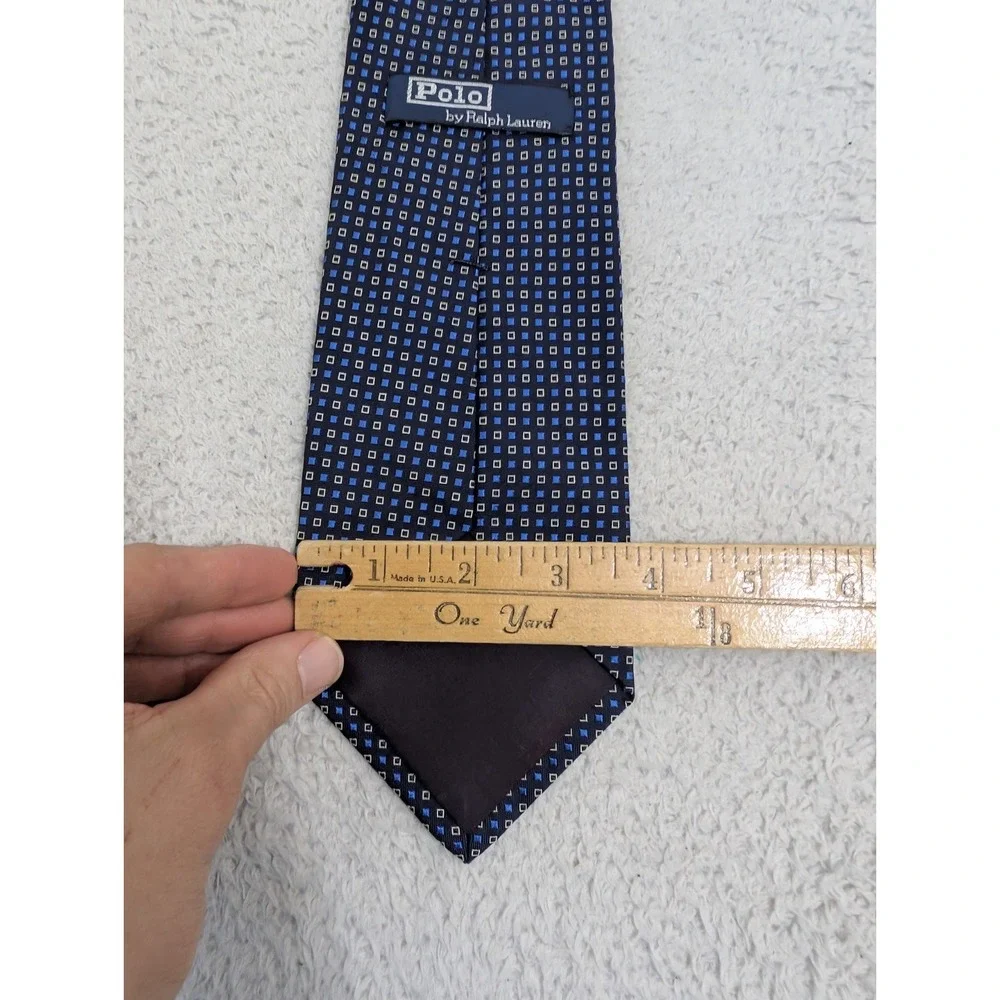 Polo Ralph‎ Lauren Tie Blue Polka Dot 100% Silk 4x55 Designer Formal Vintage